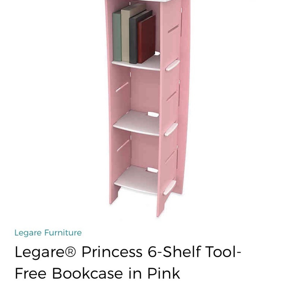 Kids girls pink princess bookshelf